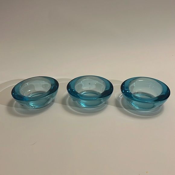 Crate & Barrel Glass Summer Aqua Tea Light Candle Votive Holders - Picture 1 of 6